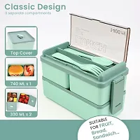 Double-Layer Square Lunch Box With 3 Compartment Tiffin-thumb4