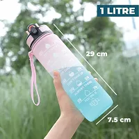 1 litre Motivational Fitness Sport Water Bottle with Straw  Time Maker, Leak-proof, BPA-free, Tritan, Toxin Free Plastic Drink Bottle Design for Girls, Boy, Cycling, School  Office-thumb3