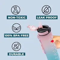 1 litre Motivational Fitness Sport Water Bottle with Straw  Time Maker, Leak-proof, BPA-free, Tritan, Toxin Free Plastic Drink Bottle Design for Girls, Boy, Cycling, School  Office-thumb4