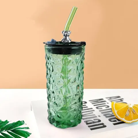 Design Drink Glass Cup with Straw Travel Mug