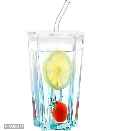 Glass Mug with Straw and Lid for Kids Pack of (1)-Multi color