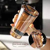 Leather Sleeve Glass Coffee Mug with Straw (470ML, , 1Pcs)-thumb4