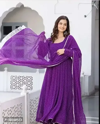 Stylish Georgette Gown with Dupatta for Women