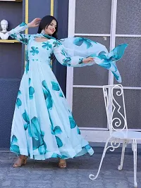 Elegant Floral Print Georgette Blend Stitched Anarkali Gown for Women-thumb1