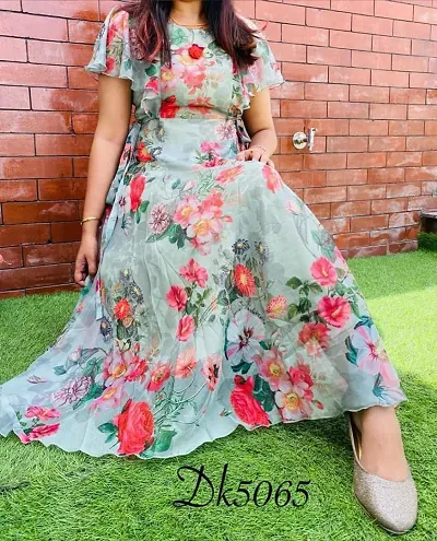 Floral Print Georgette Blend Stitched Anarkali Gown