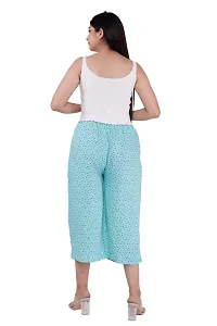 UB WOLF Sky Blue Printed 100% Rayon with 40 KG Quality |Night Wear| Yoga| Exercise Capri for Women(Pack of 2)-Free Size-thumb1