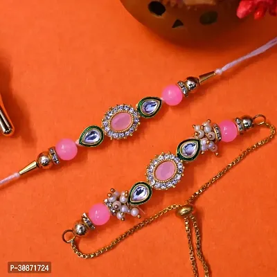 Bhaiya and Bhabhi Rakhi Combo of 2 Pink