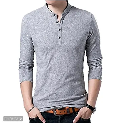 Comfortable Grey Cotton Tees For Men-thumb0