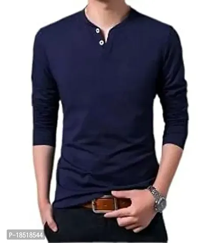 Comfortable Blue Cotton Tees For Men