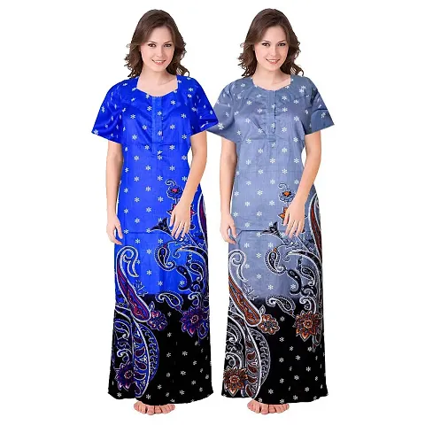 Stylish Embellished rich long nightwear Combo Pack of 2