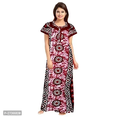 Elegant Multicoloured Cotton Printed Nighty For Women