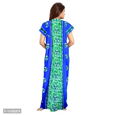 Elegant Green Cotton Printed Nighty For Women-thumb2