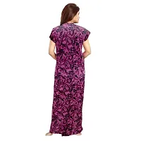 Elegant Purple Cotton Printed Nighty For Women-thumb1