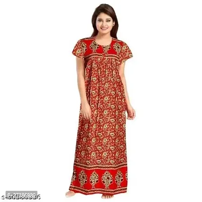 Elegant Multicoloured Cotton Printed Nighty For Women