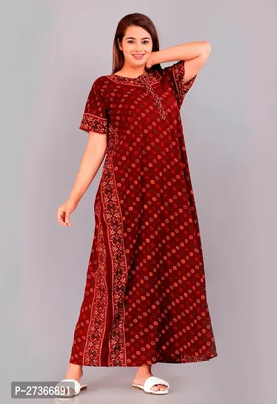 Elegant Multicoloured Cotton Printed Nighty For Women