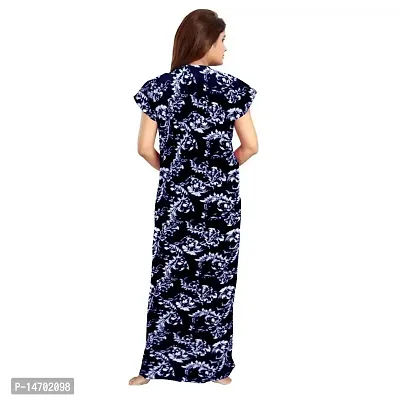 Elegant Blue Cotton Printed Nighty For Women-thumb2