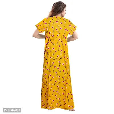 Elegant Black Cotton Printed Nighty For Women-thumb2