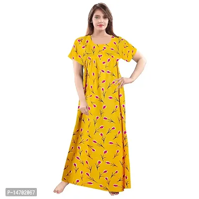 Elegant Black Cotton Printed Nighty For Women-thumb0