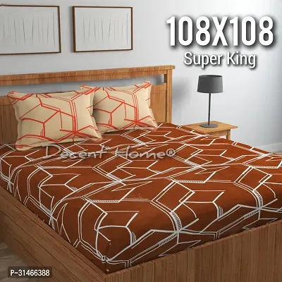 Comfortable Glace Cotton Printed Super King Size Bedsheet with Pillow Covers