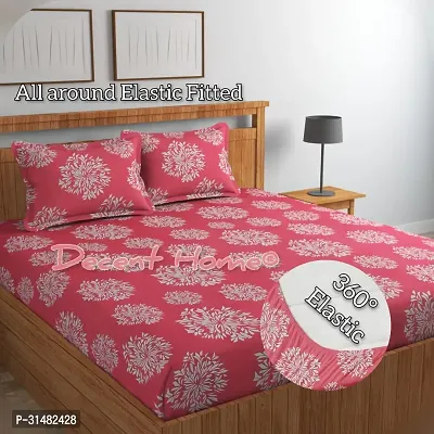 Comfortable Pink Glace Cotton Queen 1 Bedsheet + 2 Pillowcovers