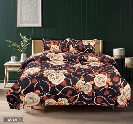 Premium Polycotton Black Floral Print Bedsheet With 2 Pillow Covers