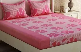 Polycotton Double Bed Bedsheet with 2 Pillow Cover-thumb1