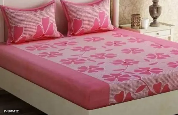 Polycotton Double Bed Bedsheet with 2 Pillow Cover-thumb2