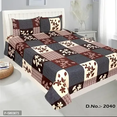 Attractive Polycotton Printed Double Bedsheet with Two Pillow Covers-thumb0