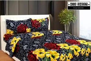 Dainty Multicoloured Polycotton Graphic Printed Double Bedsheet With Two Pillow Covers-thumb1