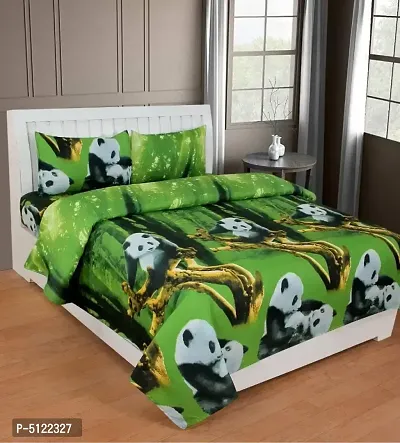 Cartoon Printed Polycotton Double Bedsheet With Two Pillow Covers-thumb0