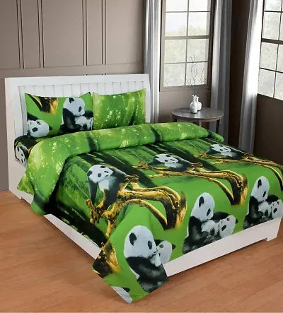 Printed Polycotton Double Bedsheet with two Pillow Covers