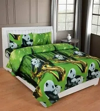 Cartoon Printed Polycotton Double Bedsheet With Two Pillow Covers-thumb1