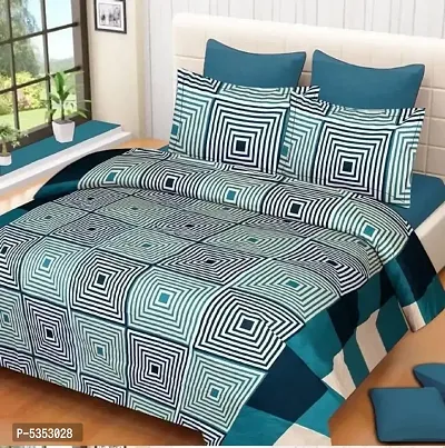 Polycotton 3D Double Bedsheet With 2 Pillowcovers-thumb0