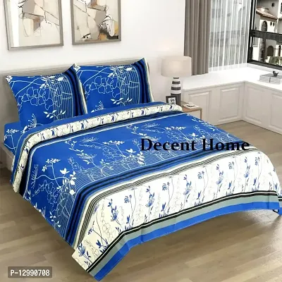 Beautiful Glace Cotton Printed Double Bedsheet with Two Pillow Covers