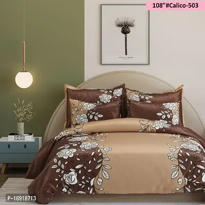 King Size Heavy GSM  Glace Cotton Printed Bedsheet with 2 Pillow Covers