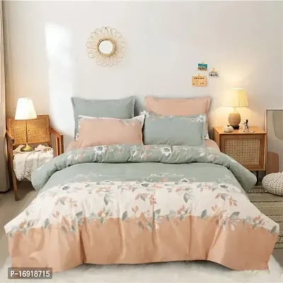 Fancy Glace Cotton Printed Bedsheet with 2 Pillow Covers-thumb0