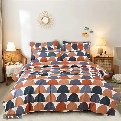 Fancy Glace Cotton Printed Bedsheet with 2 Pillow Covers-thumb0