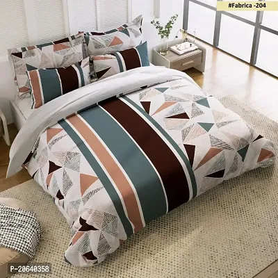 Fancy Glace Cotton Fitted Printed Bedsheet with 2 Pillow Covers