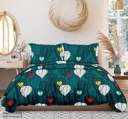 Fancy Glace Cotton Fitted Printed Bedsheet With 2 Pillow Covers