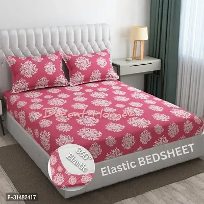 Comfortable Pink Glace Cotton Queen 1 Bedsheet + 2 Pillowcovers