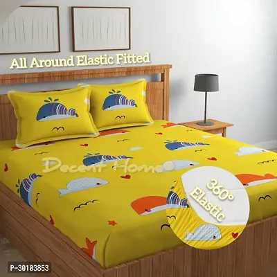 Comfortable Glace Cotton Printed Queen Bedsheet with Two Pillow Covers