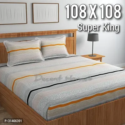 Comfortable Glace Cotton Printed Super King Size Bedsheet with Pillow Covers