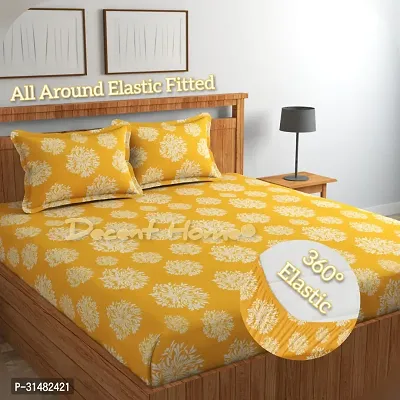 Comfortable Yellow Glace Cotton Queen 1 Bedsheet + 2 Pillowcovers