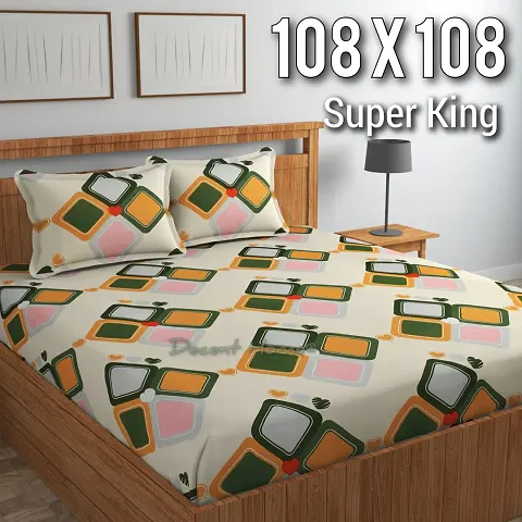 Glace Cotton Printed Super King Size Bedsheets