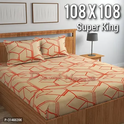 Comfortable Glace Cotton Printed Super King Size Bedsheet with Pillow Covers