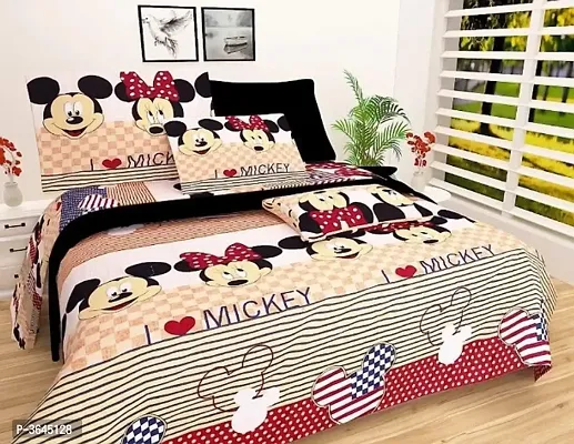 Polycotton Double Bed Bedsheet with 2 Pillow Cover-thumb0