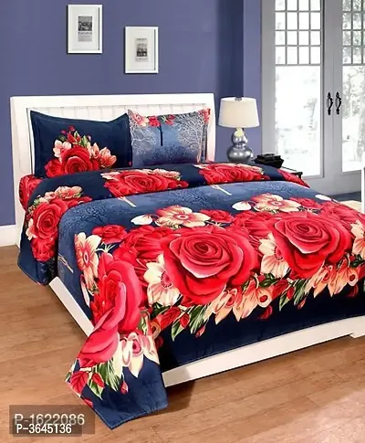 Polycotton Double Bed Bedsheet With 2 Pillow Cover-thumb0