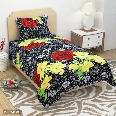 Beautiful Multicoloured  Polycotton Single Bedsheet With Pillow Cover-thumb0