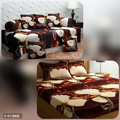 Comfortable Multicoloured Polycotton Printed Double Bedsheet with Pillow Covers And Diwan Set Combo