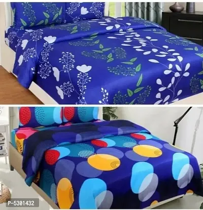 Polycotton Multicolored Bedsheet With 2 Pillow Covers ( Pack Of 2 )-thumb0